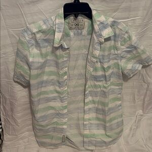 Cactus Men's Casual Green and Blue Striped Shirt